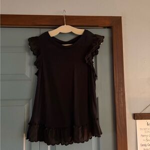 Kate Spade Black Ruffle Trim Blouse